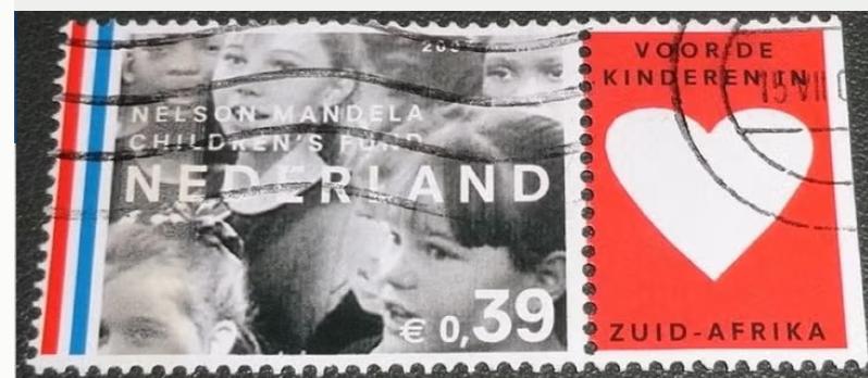 Nelson Mandela - 2196 - 2003 - 85 jaar - tab - Hartje, Postzegels en Munten, Verzenden, Na 1940, Gestempeld
