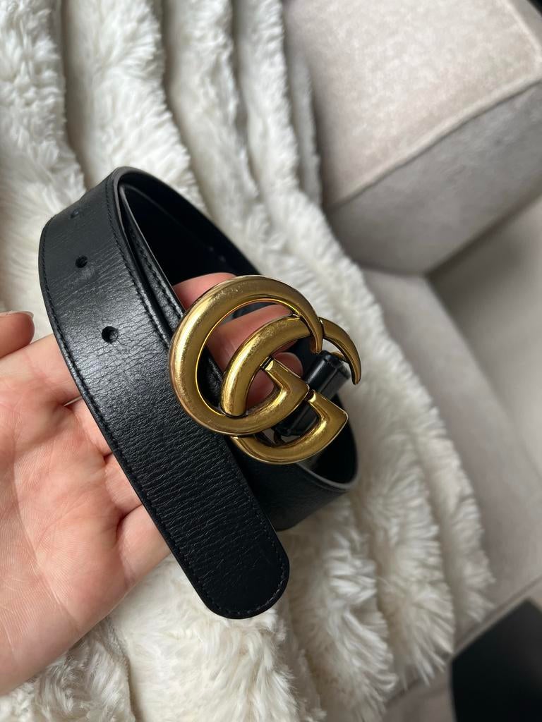 Gucci marmont belt, Ophalen, Gedragen, Zwart, Minder dan 80 cm