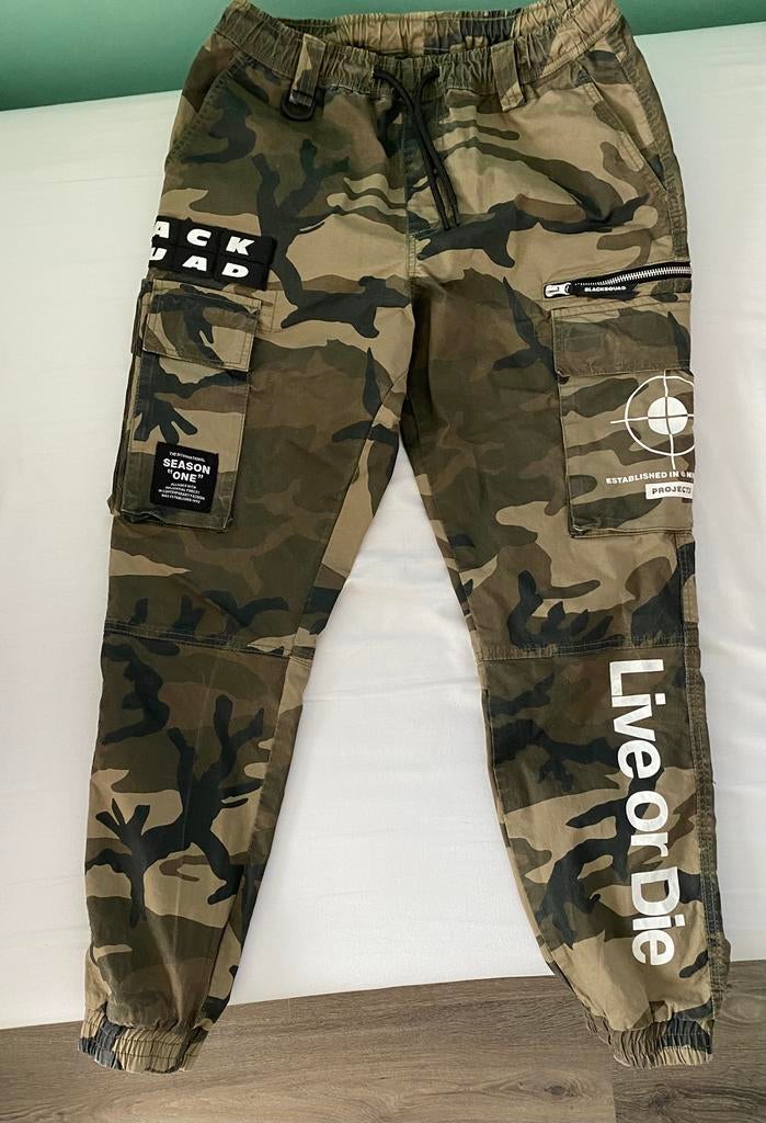 Camouflage camo cargo broek - khaki, bruin, Kleding | Heren, Broeken en Pantalons, Verzenden, Zo goed als nieuw, Maat 46 (S) of kleiner