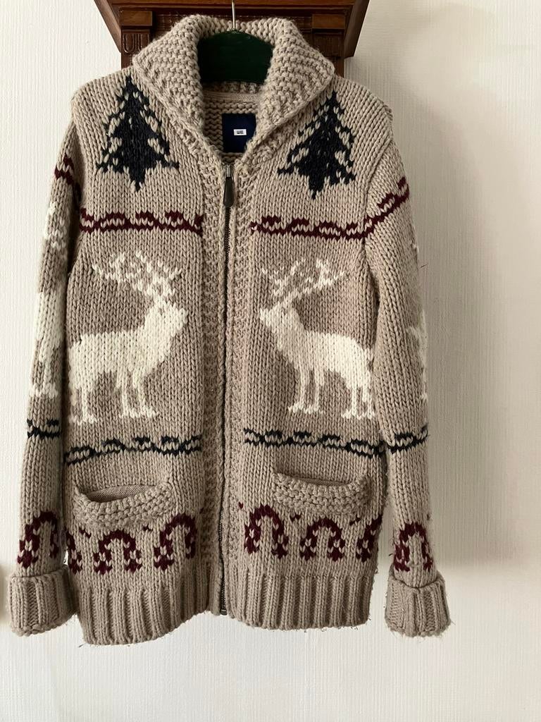 WE dik wollen vest met Noors patroon mt M izgs, Ophalen of Verzenden, Gedragen, Maat 48/50 (M)