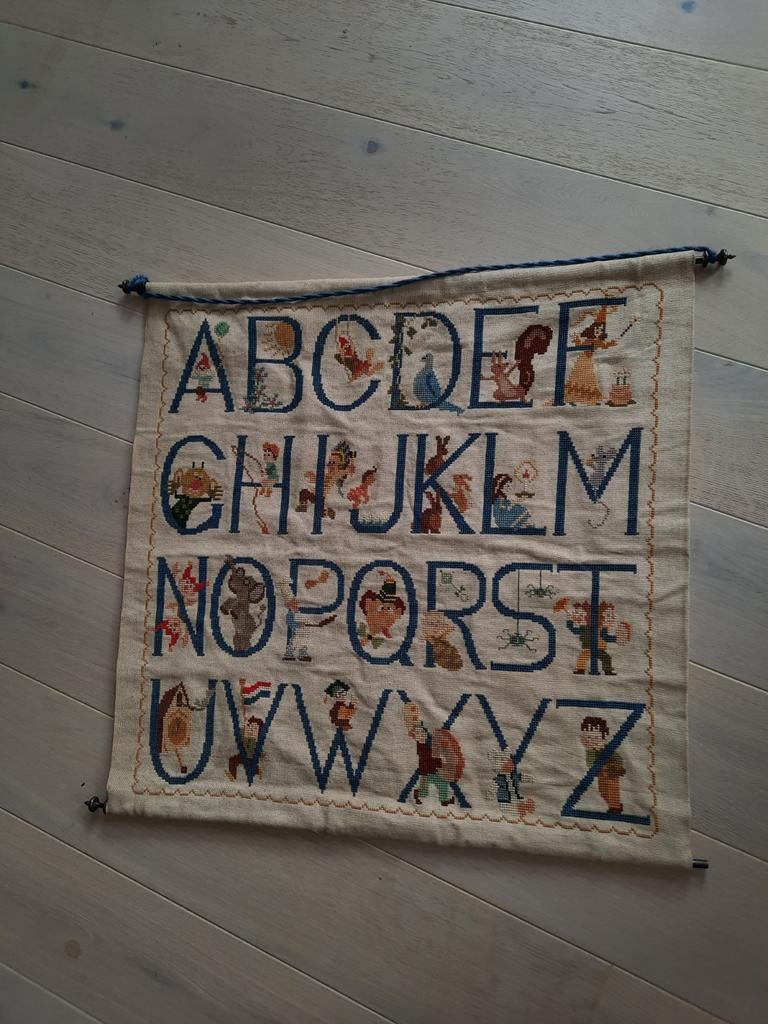 Wandkleed abc geboorte babykamer vintage retro, Ophalen of Verzenden, Gebruikt