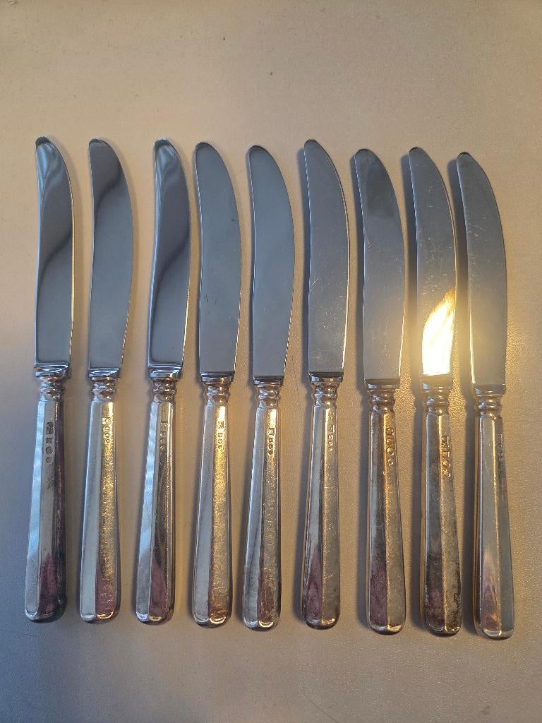 zilveren fruitmesjes set van 9, Antiek en Kunst, Antiek | Bestek, Ophalen of Verzenden