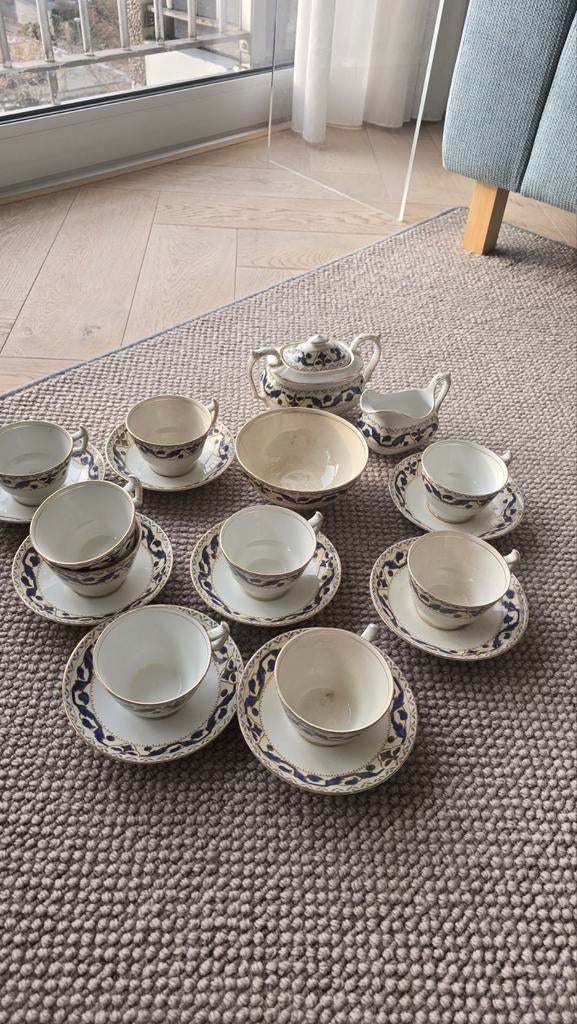 Antiek Booths servies - 8 kop en schotels, theepot, suiker, Antiek en Kunst, Antiek | Servies compleet, Ophalen