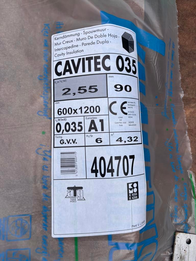 Knauf Cavitec 035 platen restant, Doe-het-zelf en Verbouw, Isolatie en Afdichting, Ophalen, Overige materialen, 4 tot 8 cm, Zo goed als nieuw