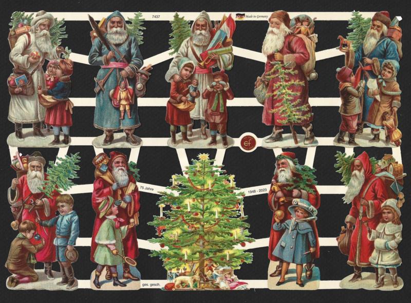 Kerstmannen met kerstboom poezieplaatjes 7437, Ophalen of Verzenden