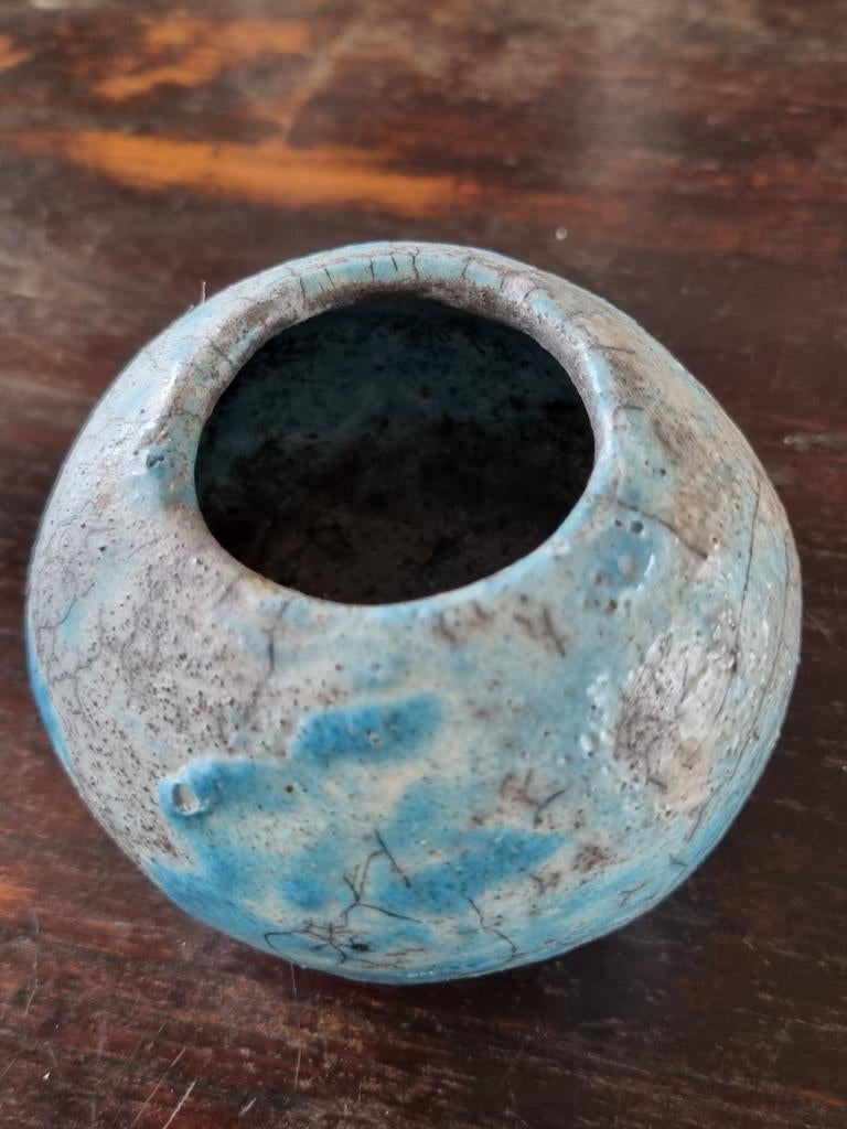 Prachtig Vaasje/ Raku techniek glazuur., Ophalen of Verzenden