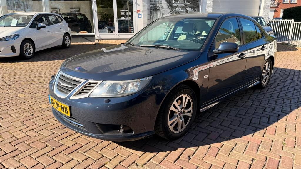 Eerste eigenaar Saab 9-3 1.8 T Sport Sedan AUT uit 2008, Auto's, Saab, 1998 cc, 4 cilinders, Blauw, Leder en Stof