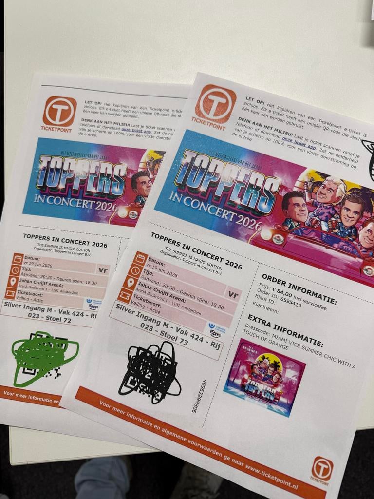 Toppers in Concert vrijdag 19 juni 2 tickets, Twee personen, Juni