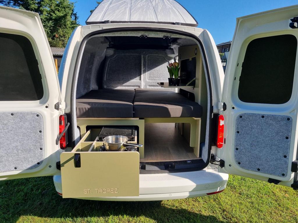 Volkswagen Caddy 1.0 TSI L2H1 Maxi St.Tropez MINICAMPER, Volkswagen, Tot en met 2, Treinzit, Bedrijf
