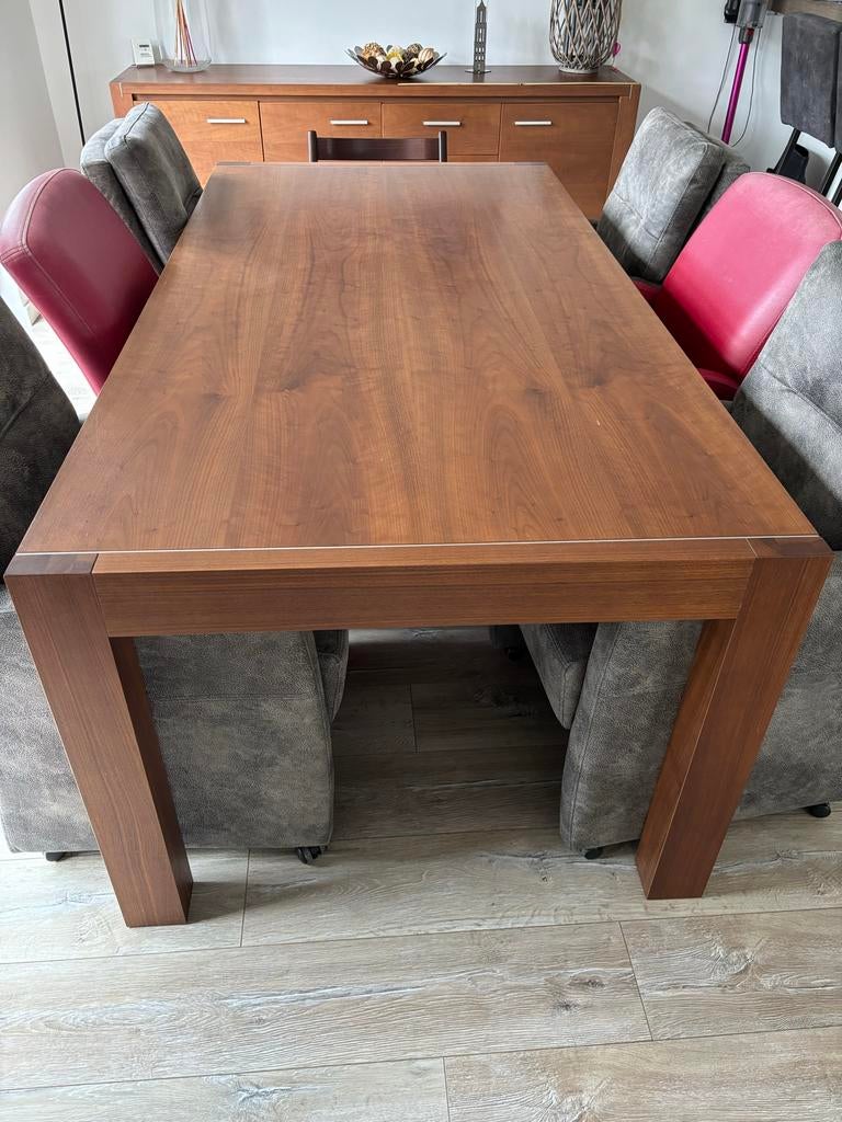 Eettafel noten, Ophalen, Rechthoekig, 200 cm of meer, 50 tot 100 cm