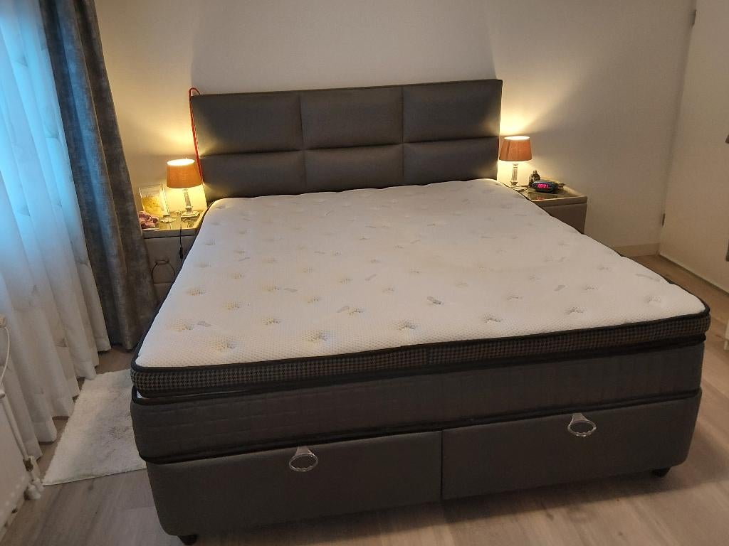 Boxspring Ariana 180/200 Grijs, Ophalen, Gebruikt, Tweepersoons, 180 cm