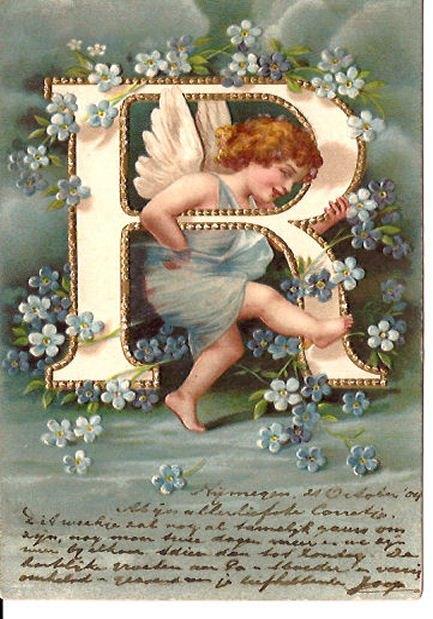 ENGEL met letter R ..1904  den Bosch  vergeetmijnietjes 561, Verzenden, Voor 1920, Gelopen, Overige thema's