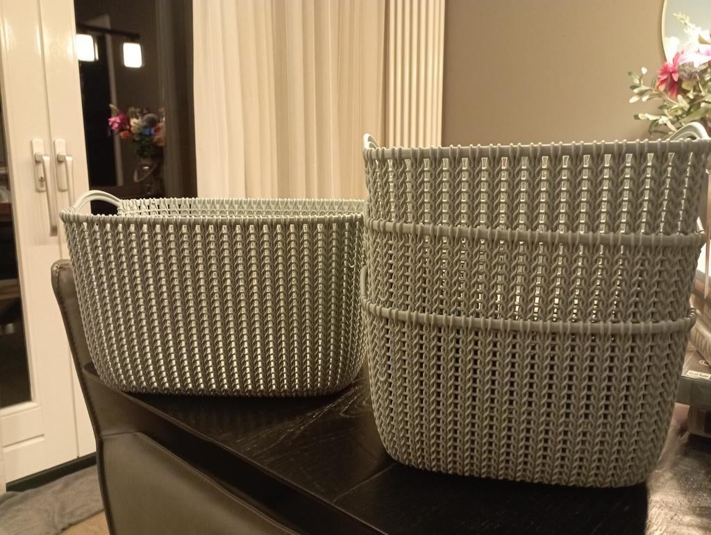 CURVER KNIT MANDJES, 3X8L ,1X 19L., Ophalen of Verzenden, Nieuw, Rechthoekig, Kunststof