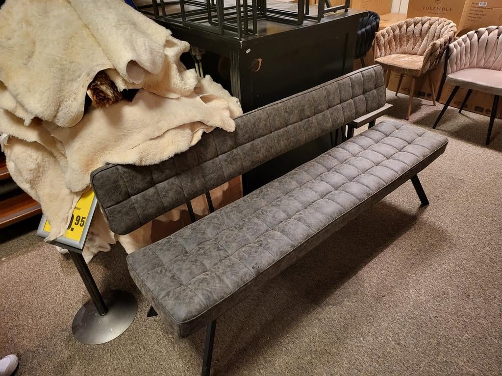 Eetkamerbank - Nu 199€ - Direct uit voorraad leverbaar!, Ophalen of Verzenden, Nieuw, Stof, Modern, industrieel