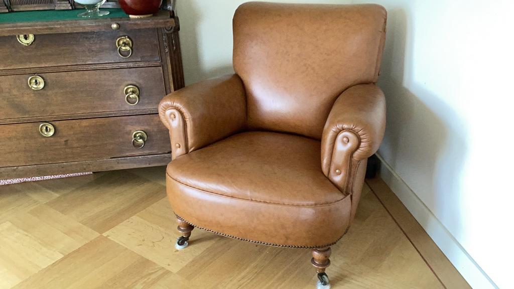 Prachtige engelse stoel met wieltjes, fauteuil, Ophalen of Verzenden, Zo goed als nieuw, 75 tot 100 cm, 50 tot 75 cm