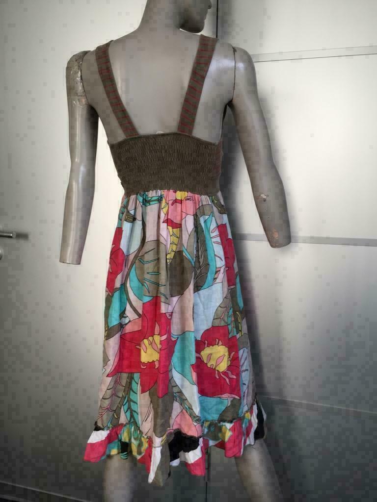 B281 Dept jurk linnen olijf-groen Maat XS=34 jurkje roze, Kleding | Dames, Jurken, Ophalen of Verzenden, Zo goed als nieuw, Knielengte