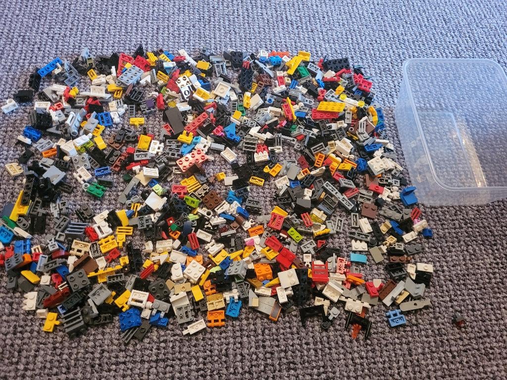 3x Bakjes met Lego stenen & plaatjes 1x1+1x2 aangepast