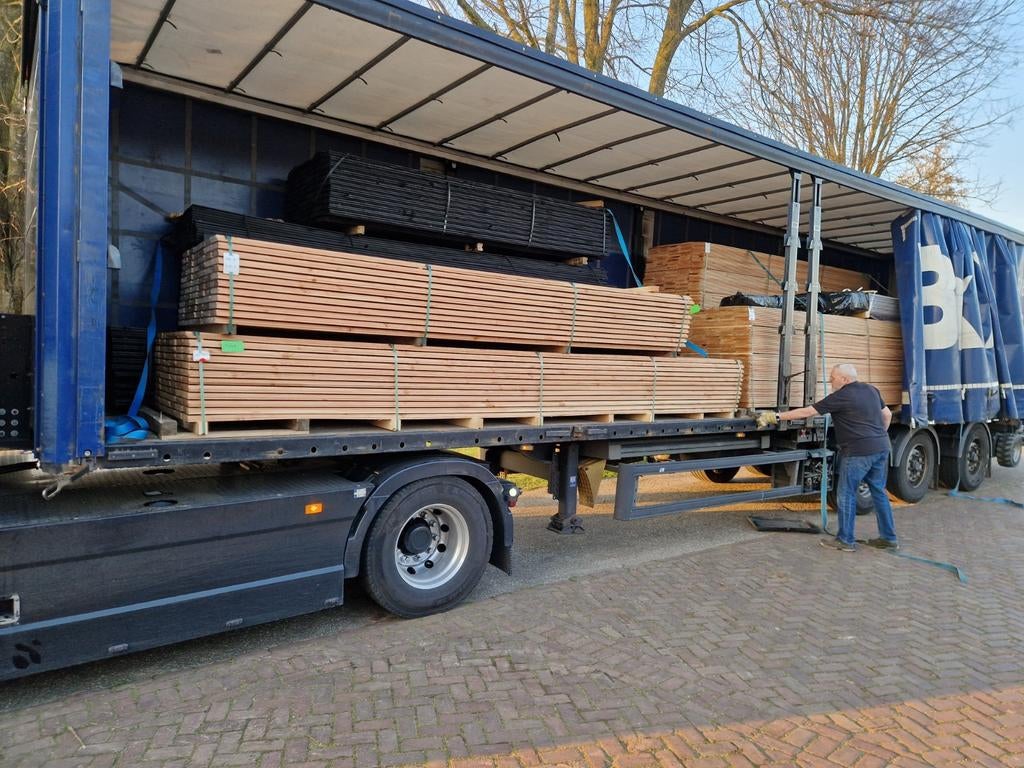 Douglas planken zwart zweeds rabat halfhout dakbeschot, Ophalen, 25 tot 50 mm, Nieuw, Plank