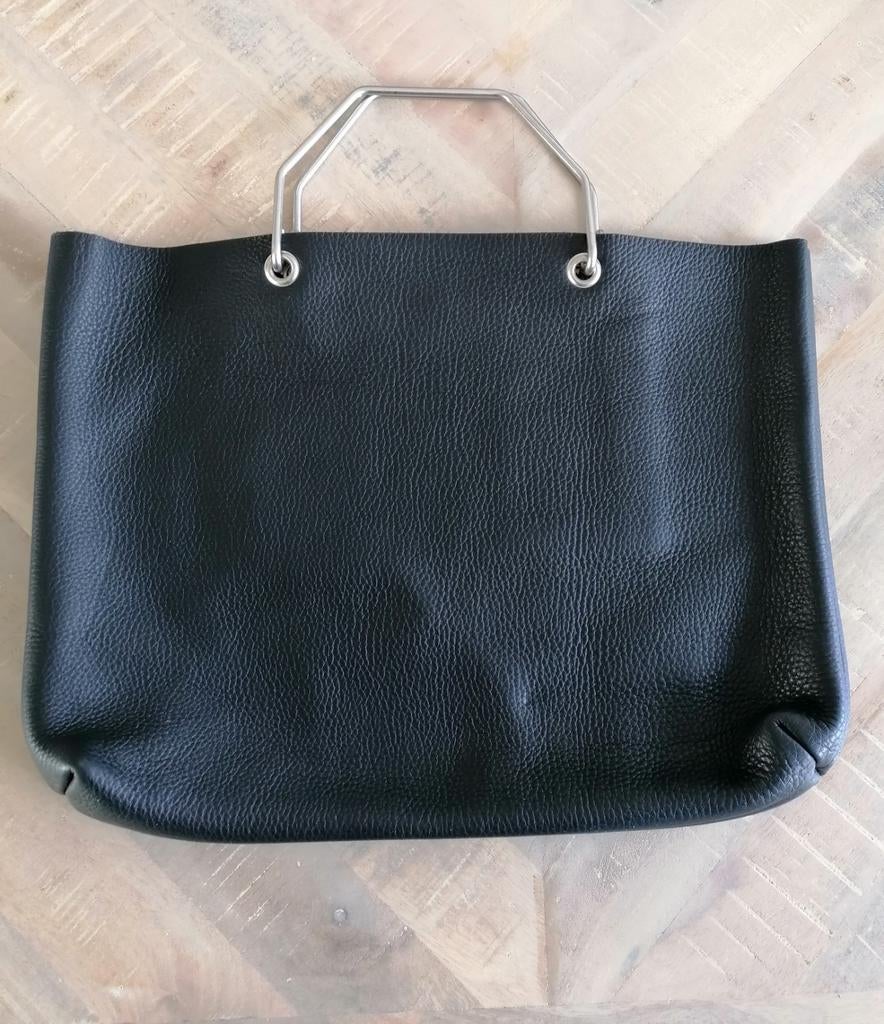 Mooie leren tas met metalen handvatten, Ophalen of Verzenden