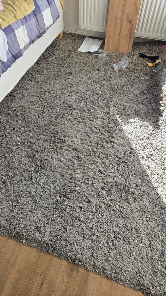 Hoogpolig vloerkleed, donkergrijs, 160 x 230 cm, Ophalen, Rechthoekig, 200 cm of meer, 150 tot 200 cm