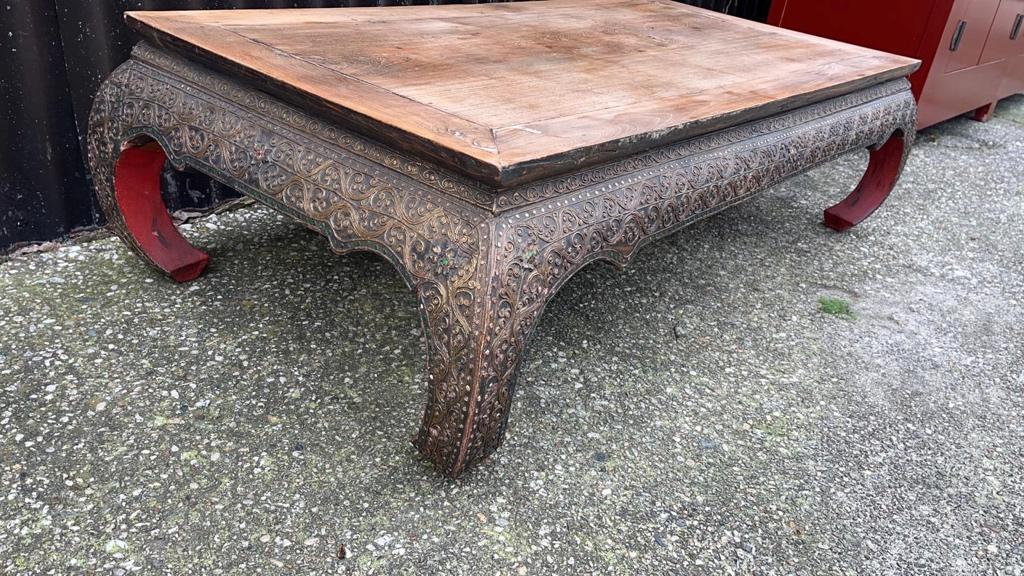 Thaise opiumtafel oosters tafel handwerk metaal beslag opium, Ophalen of Verzenden