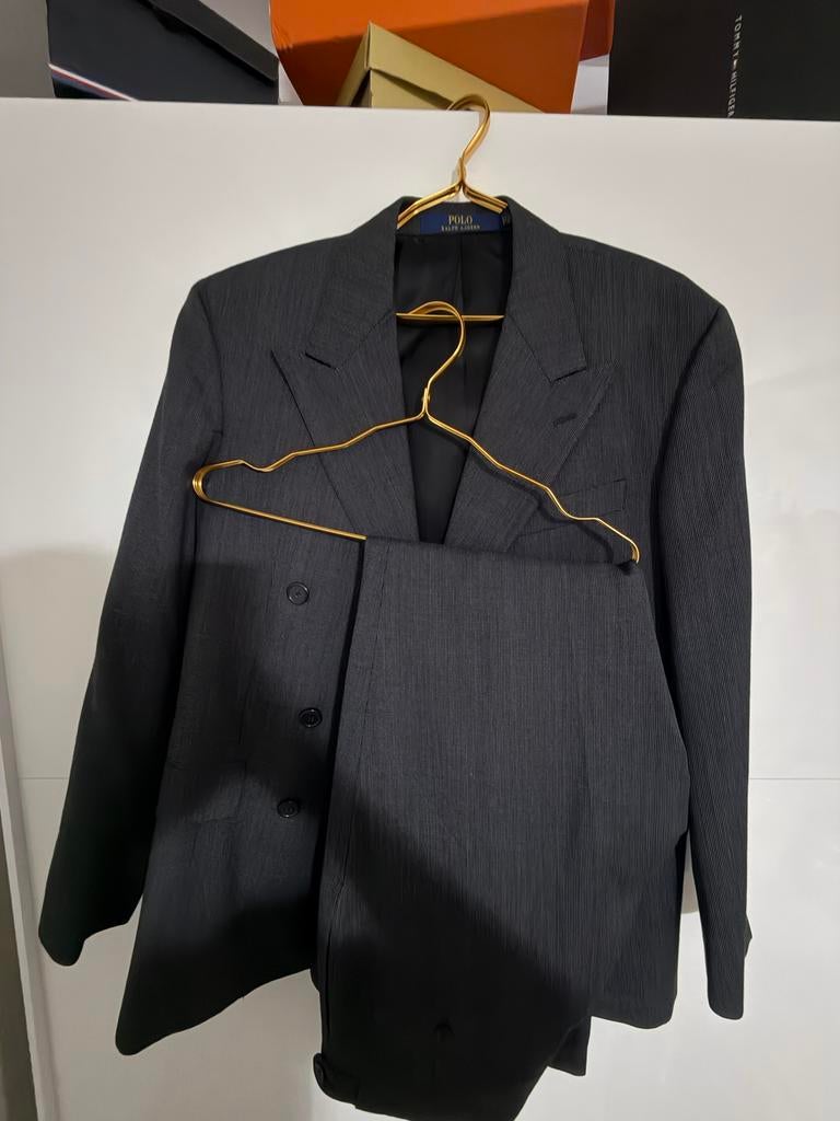 Ralph Lauren Double Breasted Suit; made Italy; t.w.v. €1500+, Kleding | Heren, Kostuums en Colberts, Ophalen, Gedragen, Maat 52/54 (L)