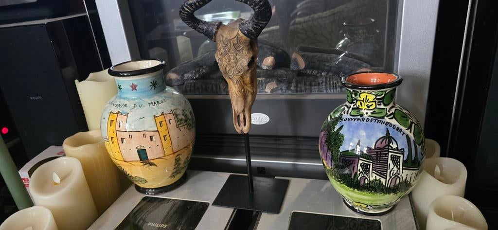 Set van 2 Marokkaanse kleivazen - Souvenir Marokko, Ophalen of Verzenden