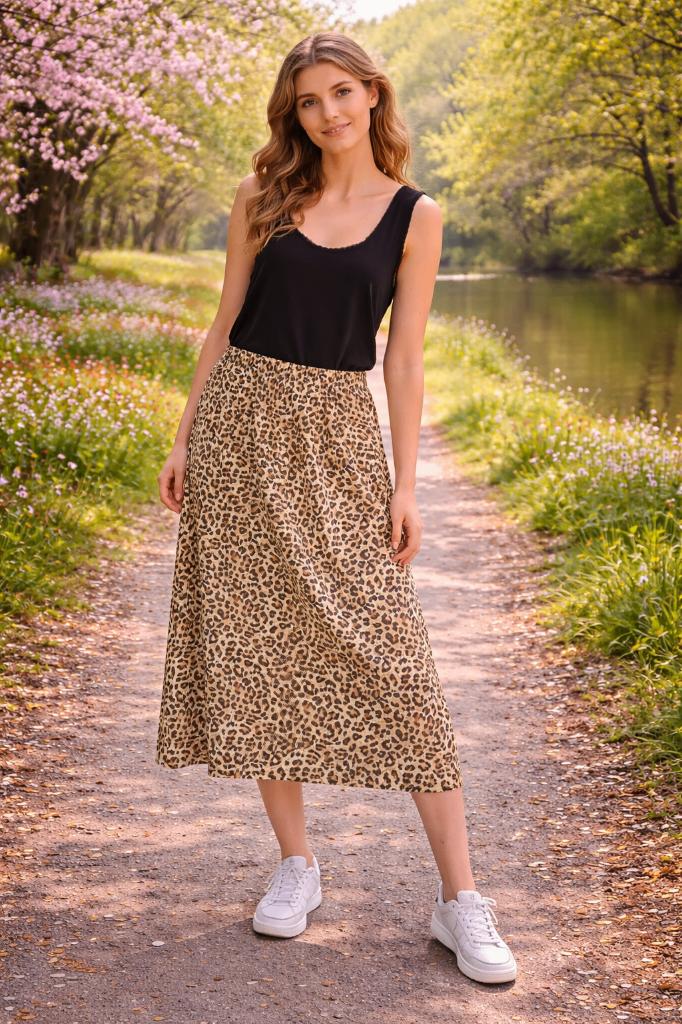 Y2K panterprint rok maat L – 90s leopard vibe, Kleding | Dames, Rokken, Maat 38/40 (M), Bruin, Ophalen of Verzenden, Zo goed als nieuw