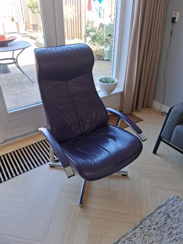 Leren stoel + hocker, Ophalen, 75 tot 100 cm, 50 tot 75 cm