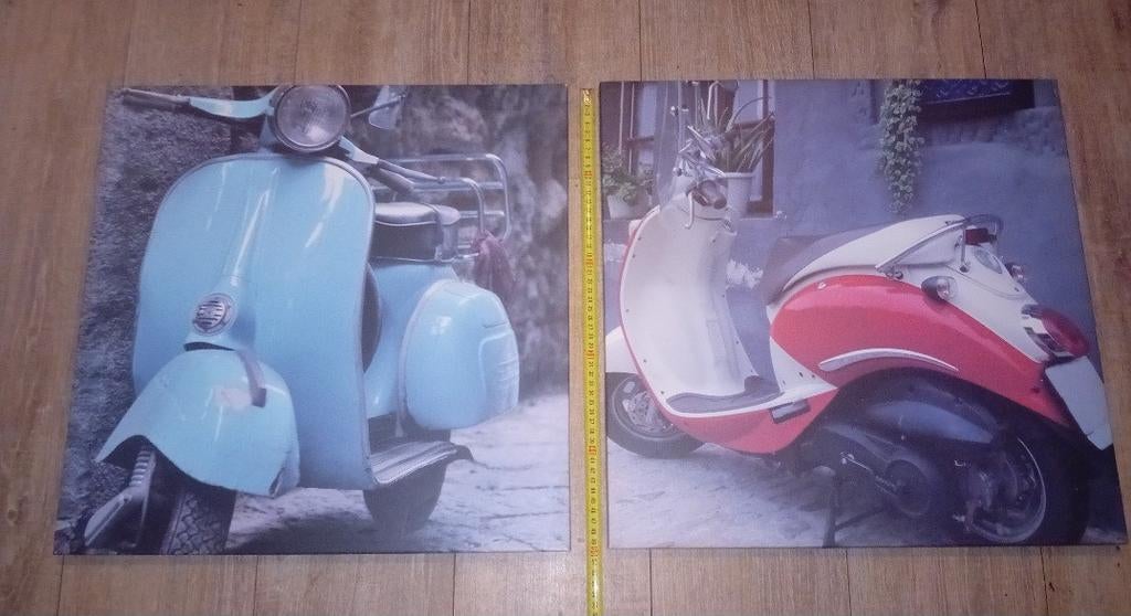 Canvasdoek scooter tuindecoratie 50x50cm, Ophalen of Verzenden