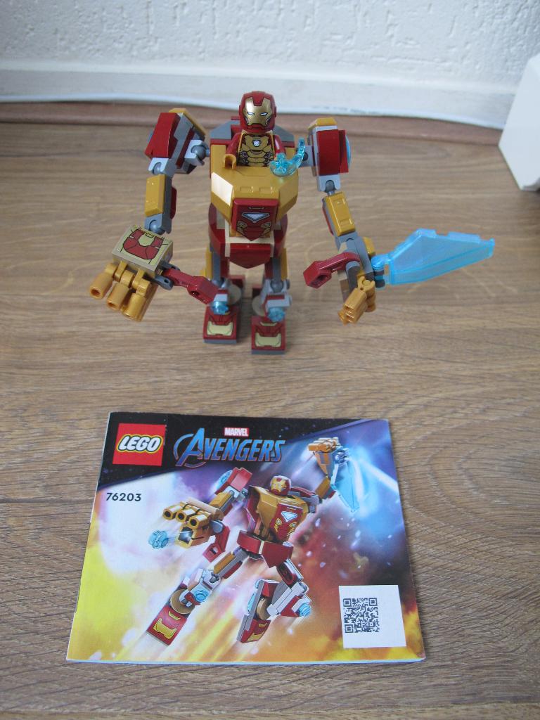 Lego Marvel 76203 Iron Man mechapantser, Ophalen of Verzenden, Zo goed als nieuw, Complete set, Lego