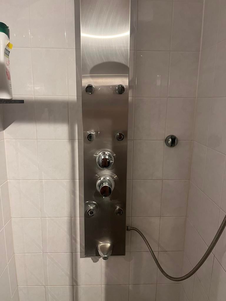 Rvs douchepaneel met regendouche en massage en handdouche, Ophalen, Zo goed als nieuw