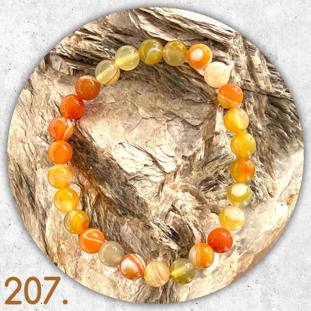🦋MJB Armband nr: 207 Gele Sardonyx halfedelsteen 18 cm, Overige materialen, Geel, Nieuw, Ophalen of Verzenden
