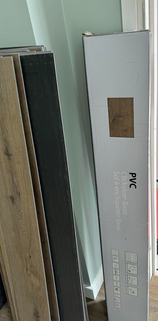 Pvc klik laminaat grijs bruin eiken, Ophalen, Kunststof, 50 tot 150 cm, Nieuw