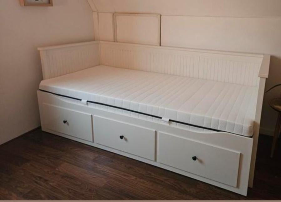 IKEA Hemnes Bedbank met 3 lades, Verstelbaar, Eenpersoons, Modern, Scandinavisch, Wit