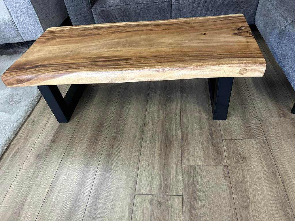 Suar Boomstam Salontafel op U-poten - 140x60x46cm, 100 tot 150 cm, Nieuw, Minder dan 50 cm, Rechthoekig