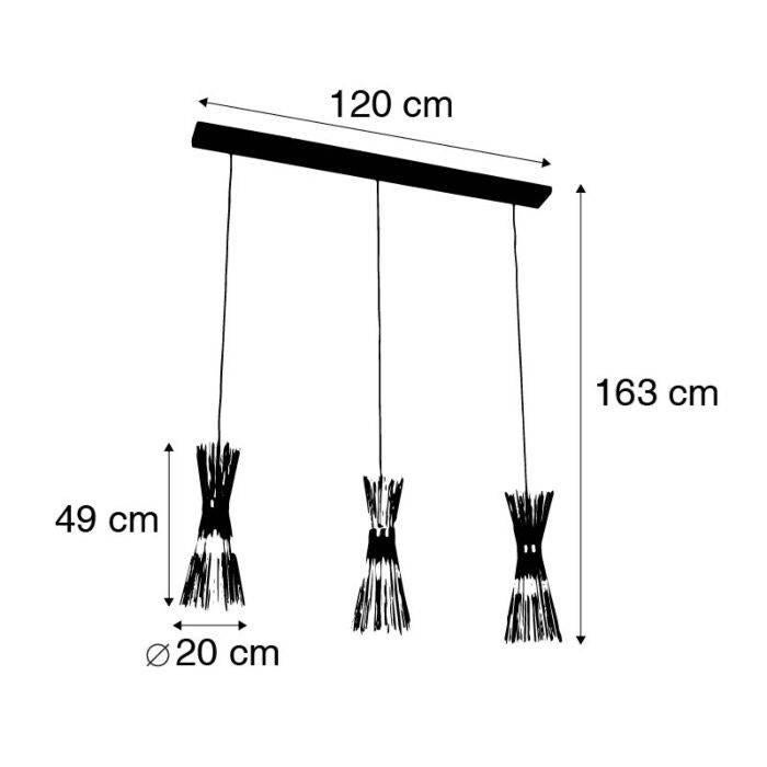 Z.G.A.N. hanglamp QAZQA Broom HL gold 3, Ophalen, Zo goed als nieuw, Metaal, Minder dan 50 cm