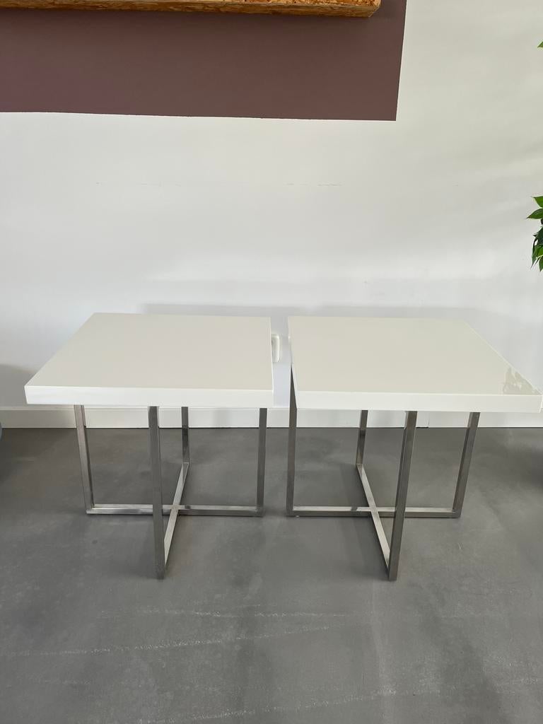 2 salontafels wit hoogglans, Ophalen, Minder dan 50 cm, Gebruikt, Vierkant