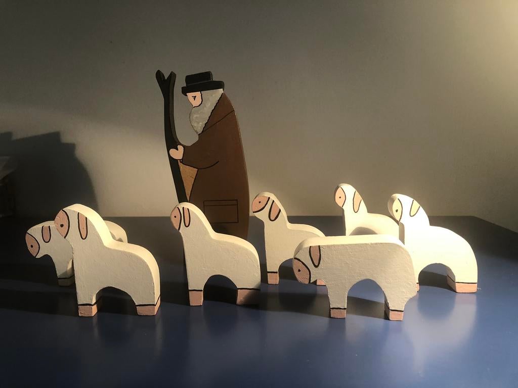 Schaapherder met schapen €25, Verzamelen, Beelden en Beeldjes, Ophalen of Verzenden, Zo goed als nieuw