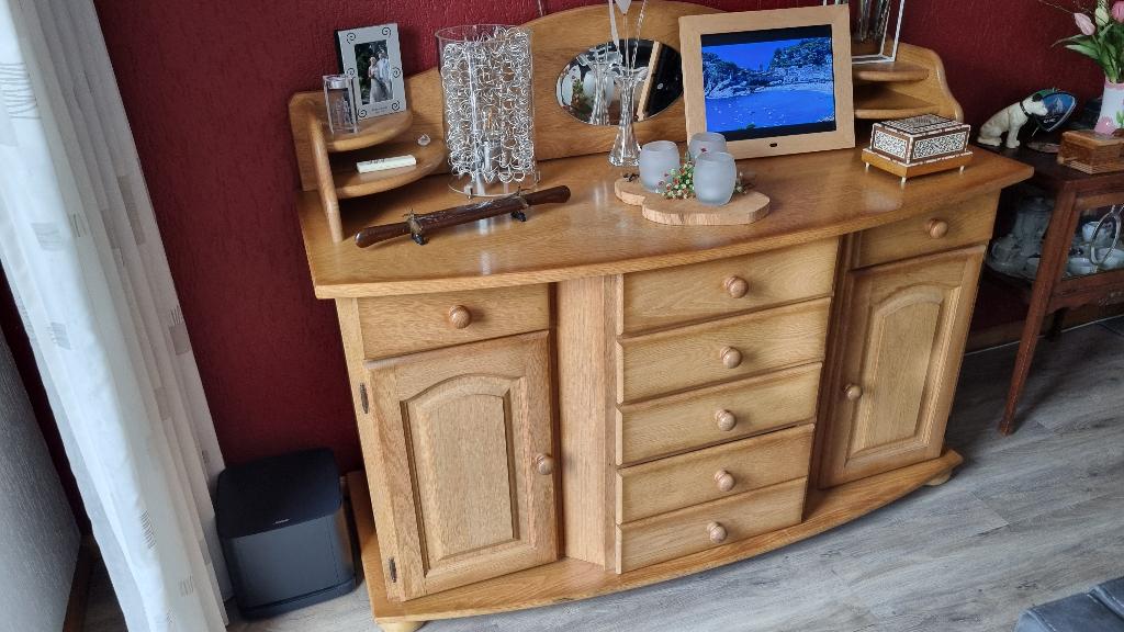 Blank eiken dressoir, Ophalen, Gebruikt, 150 tot 200 cm, Eikenhout