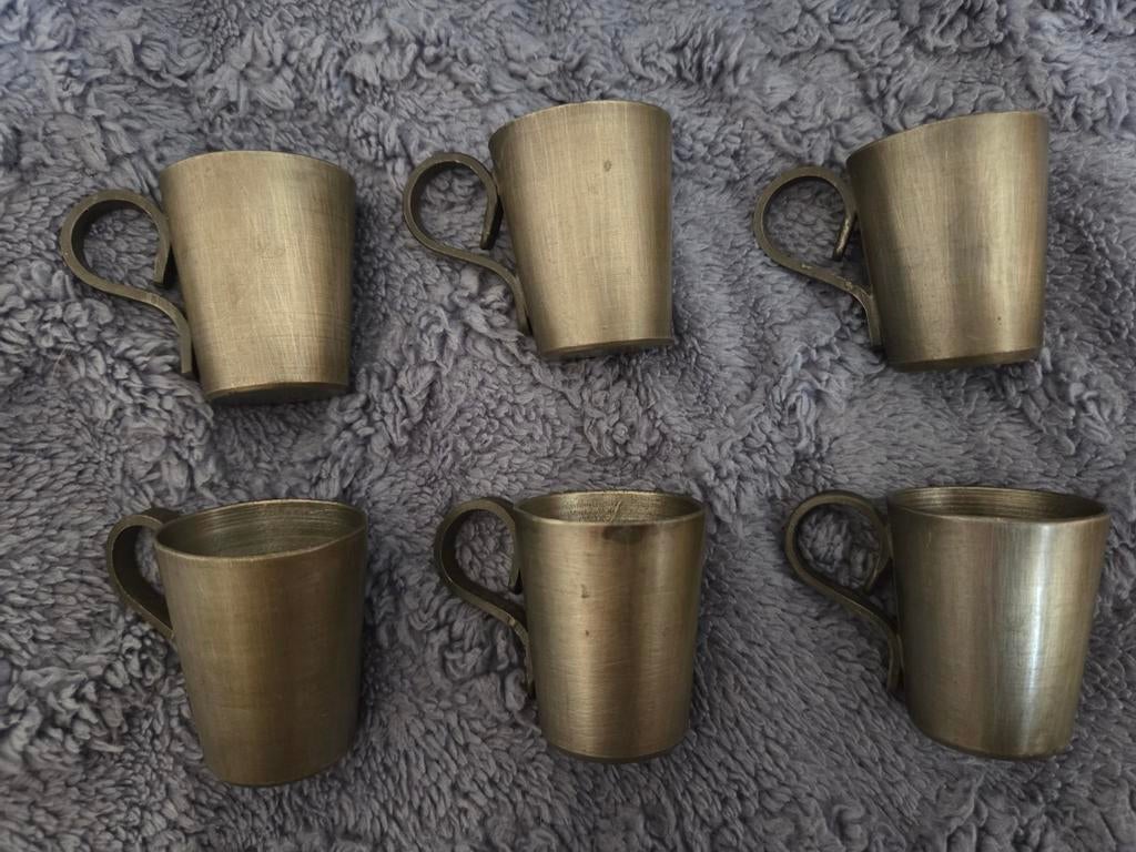 Tinnen glaasjes 6 stuks, Ophalen of Verzenden