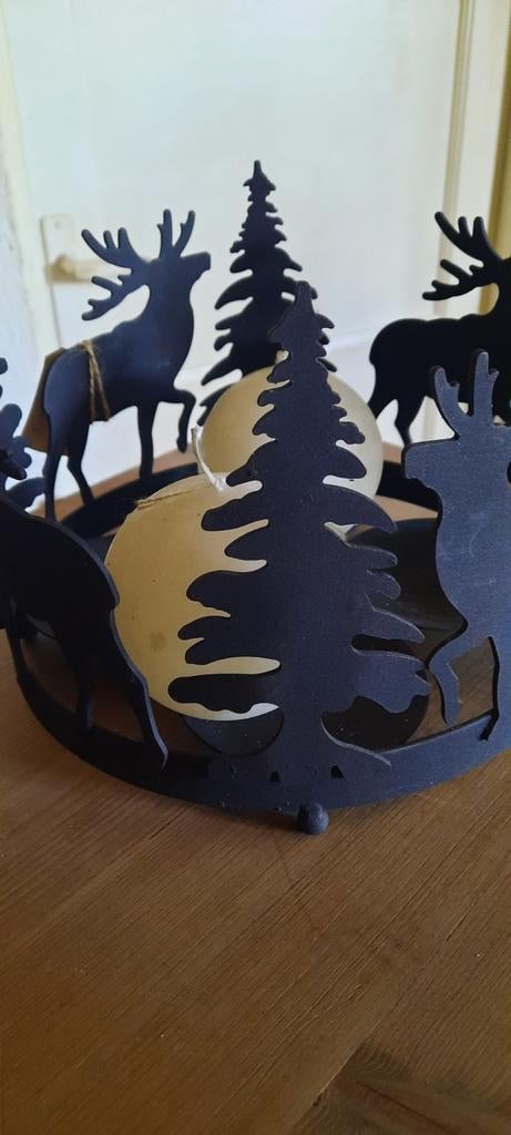 Sfeervolle kandelaar met herten en bomen, Ophalen of Verzenden, Nieuw, Metaal, Minder dan 25 cm