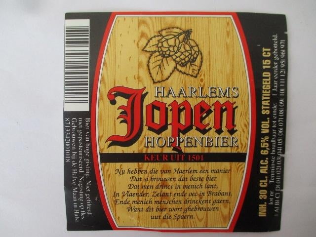 bieretiket Nederland 8-4 (D8) jopen, Verzamelen, Ophalen of Verzenden, Gebruikt, Overige typen, Overige merken