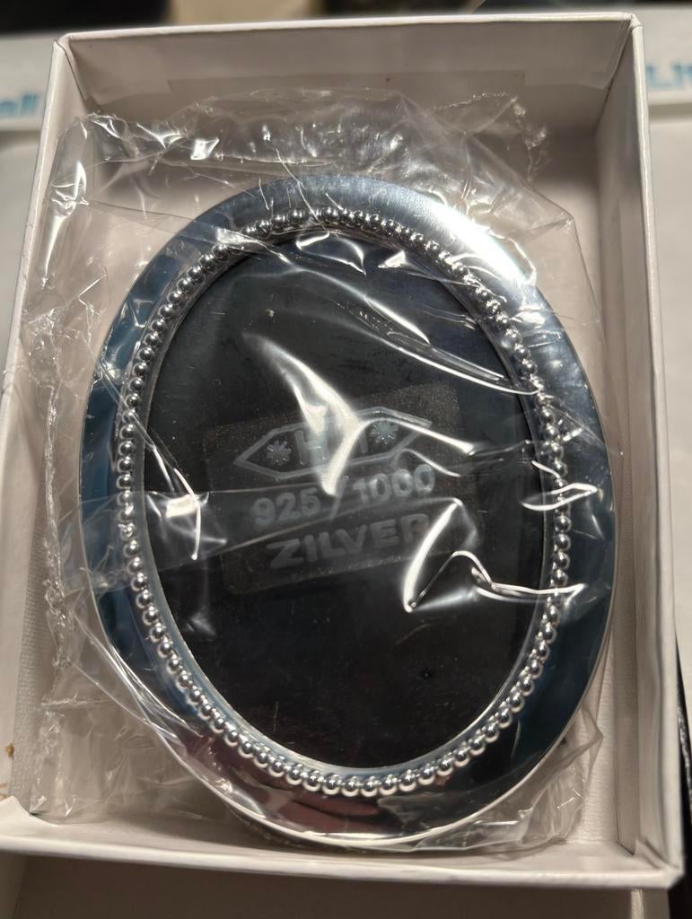 Zilveren fotolijstje ovaal met parelrand, Ophalen of Verzenden, Nieuw