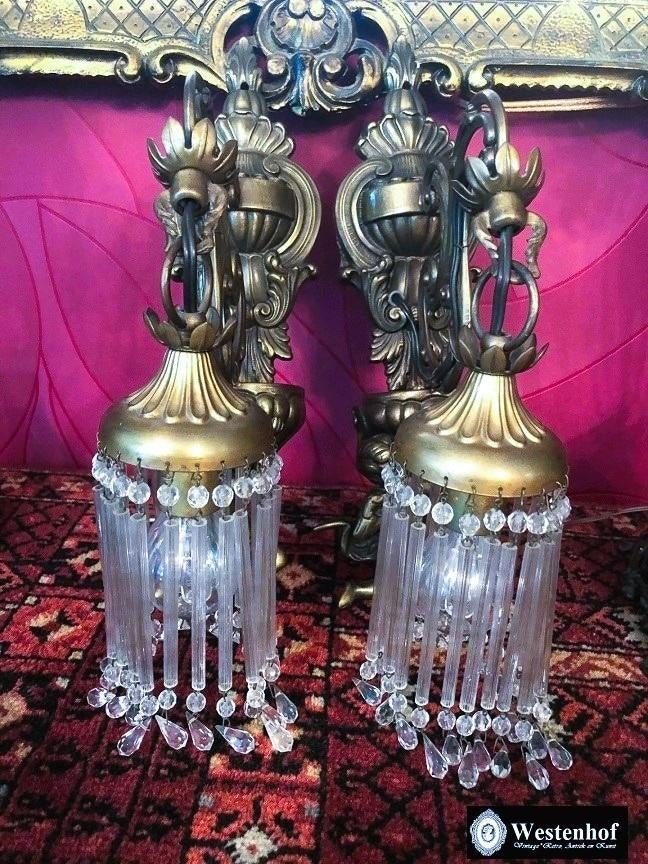 2 st. wandlampen antiek barok engelen beelden brons, Huis en Inrichting, Lampen | Wandlampen, Ophalen of Verzenden, Zo goed als nieuw