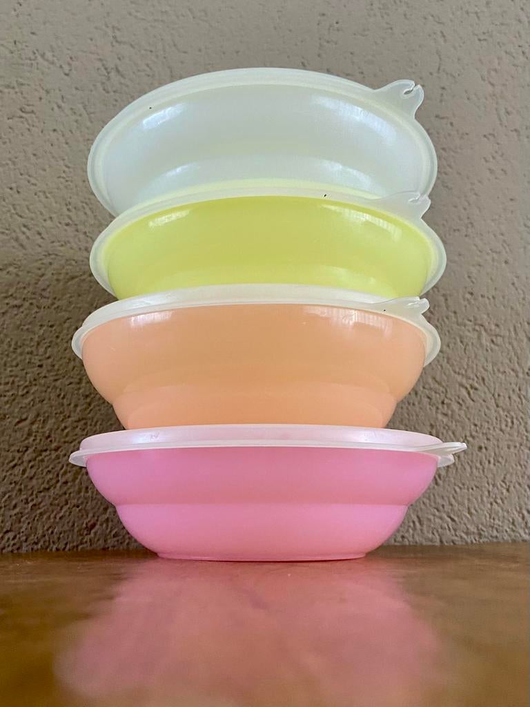 Retro tupperware pastel bakjes met deksel vintage, Ophalen, Gebruikt, Tupperware, Bak of Kom