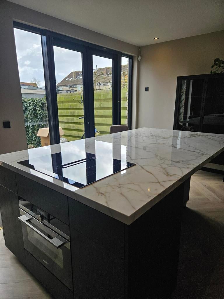 Marmerlook keukenblad, keramiek, Ophalen, Nieuw, Wit