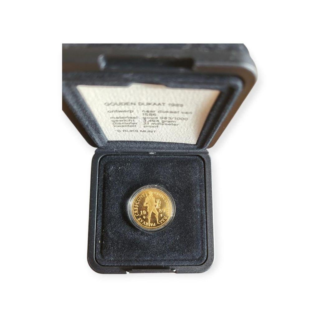Nederland Gouden Dukaat 1989 in cassette, Postzegels en Munten, Ophalen of Verzenden, Goud