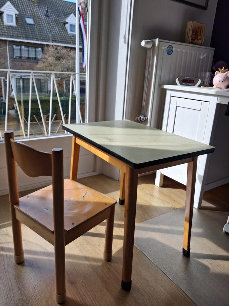 Vintage Kleuterschool Stoel en Tafeltje Set, Ophalen, Gebruikt, Tafel(s) en Stoel(en)