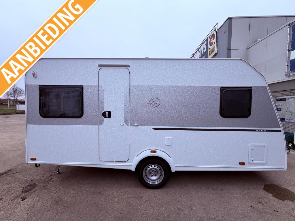 Knaus Sport 450 FU +mover+luifel+fietsendrager, Caravans en Kamperen, Caravans, Rondzit, Bedrijf, 5 tot 6 meter, Knaus